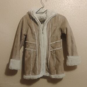 Kids Beige Jacket with White Fur Lining